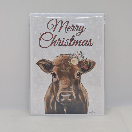 Brown Cow Christmas Card