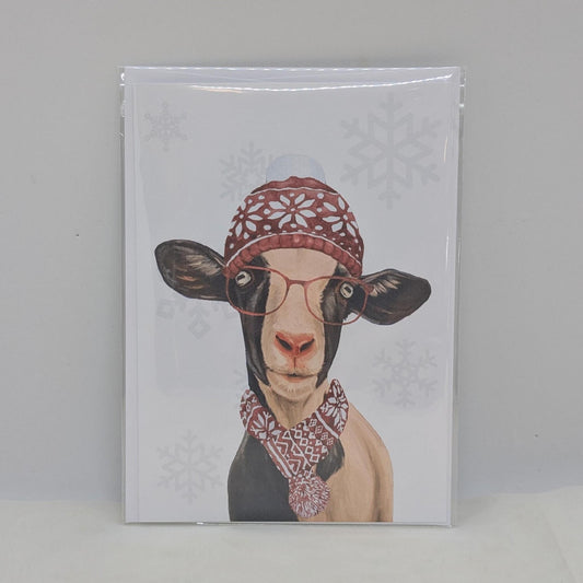 Goat Christmas Card, Funny Farm Animal