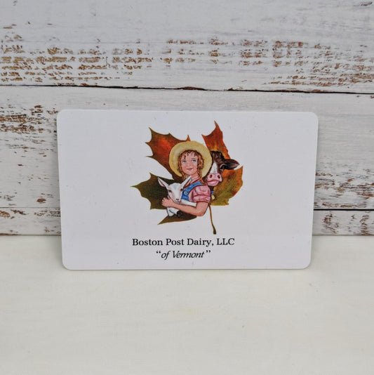 Gift card with boston post dairy logo